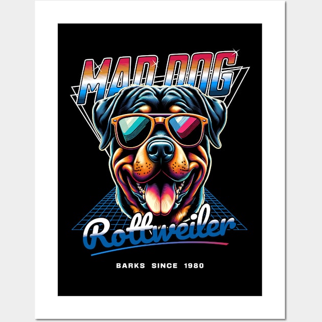 Mad Dog Rottweiler Wall Art by Miami Neon Designs